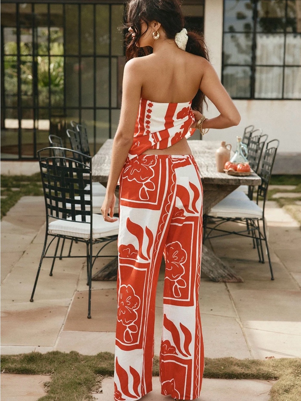 Sabo Skirt Red & White Strapless Wide-Leg Set - Picture 3 of 5
